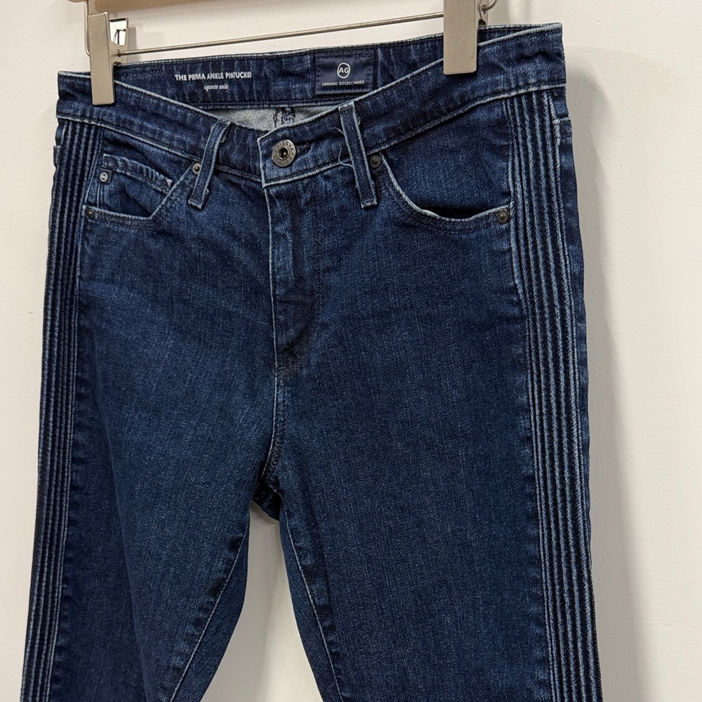 AG Adriano Goldschmied "The Prima" ankle pintucked cigarette jeans 29